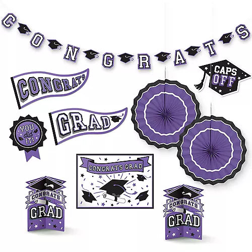 Graduation Purple Room Decorating Kit | 10 pcs