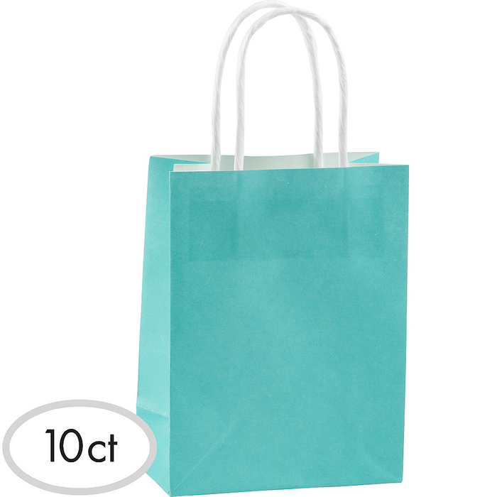 Robin's Egg Blue Small Paper Gift Bags 8" | 10 ct