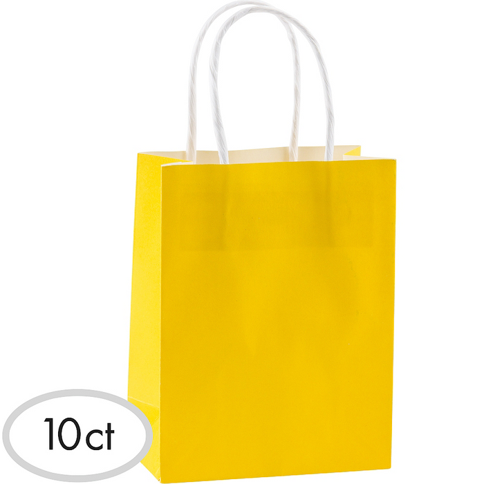Sunshine Yellow Small Paper Gift Bags 8" | 10 ct