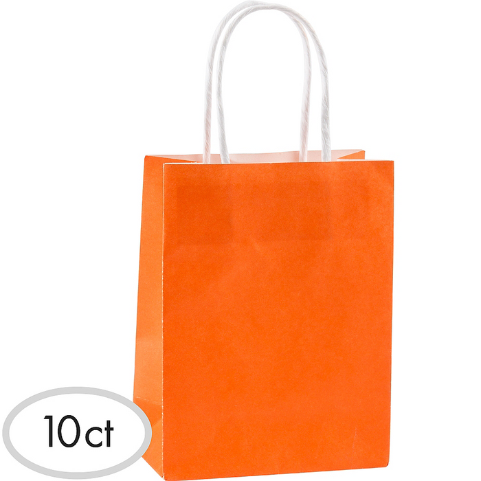 Orange Small Paper Gift Bags 8" | 10 ct