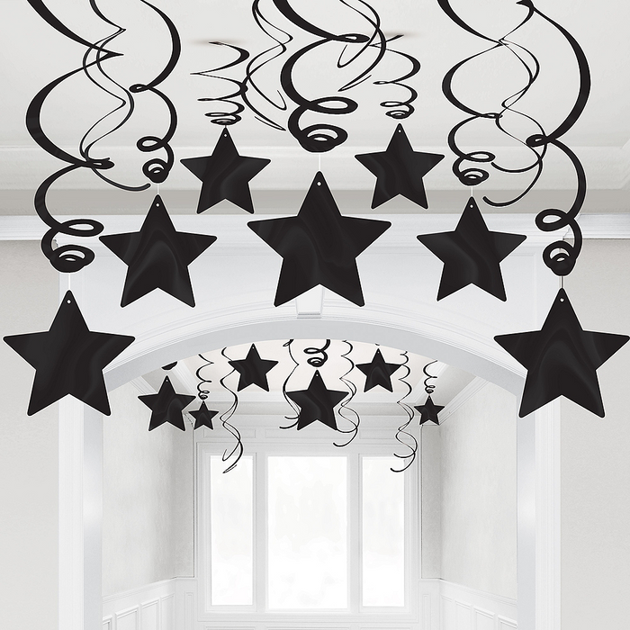 Black Swirl Shooting Star Decorations | 30pcs