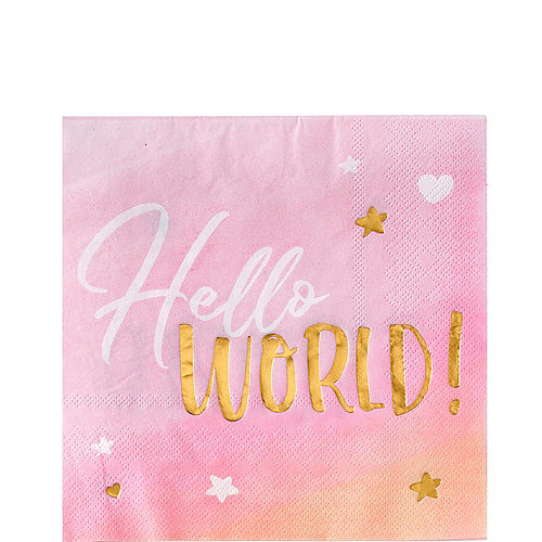 Oh Baby Girl Hello World Lunch napkins | 16ct