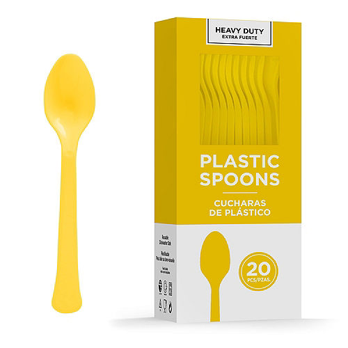 Yellow Sunshine Heavy Duty Plastic Spoons | 20ct