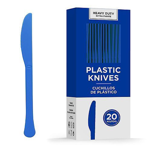 Bright Royal Blue Heavy Duty Plastic Knives | 20ct