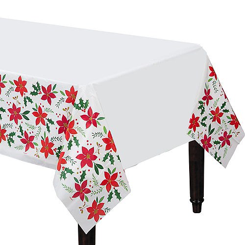 Christmas Wishes Holly Plastic Table Cover | 1ct
