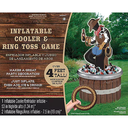 Western Jumbo Inflatable Cooler & Ring Toss Game  | 1ct