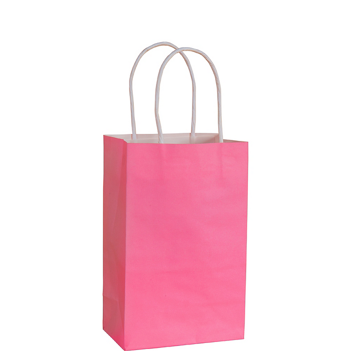 Bright Pink Small Paper Gift Bag, 8'' | 1 ct