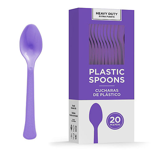 New Purple Heavy Duty Plastic Spoons | 20ct