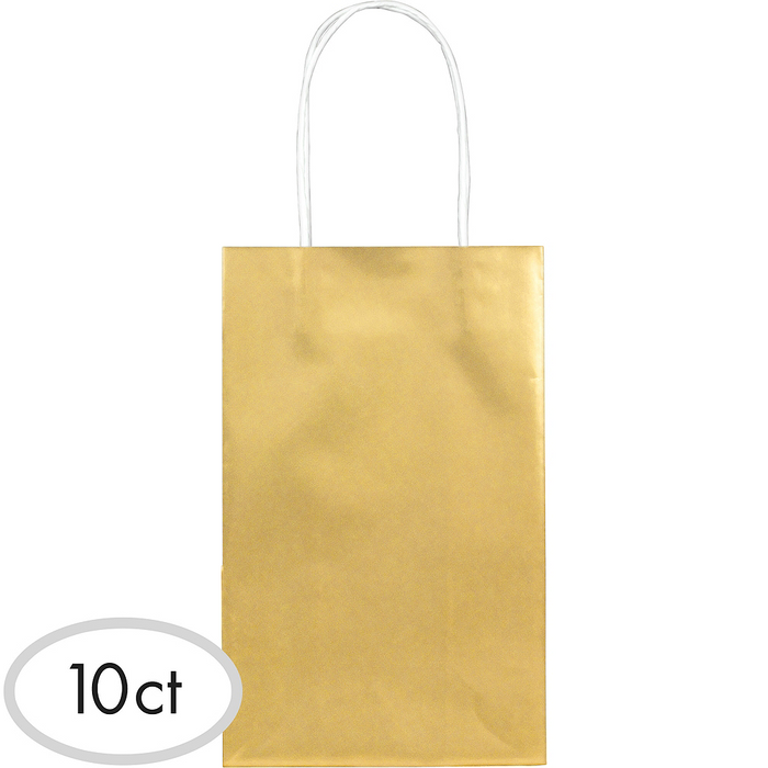 Gold Small Paper Gift Bags 8"  | 10 ct