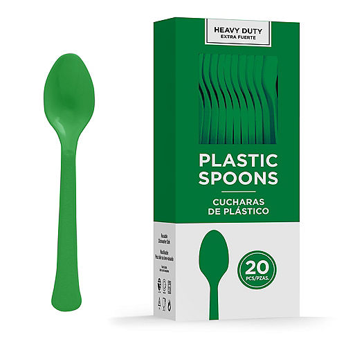 Festive Green Heavy Duty Plastic Spoons | 20ct