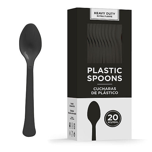 Black Heavy Duty Plastic Spoons | 20ct