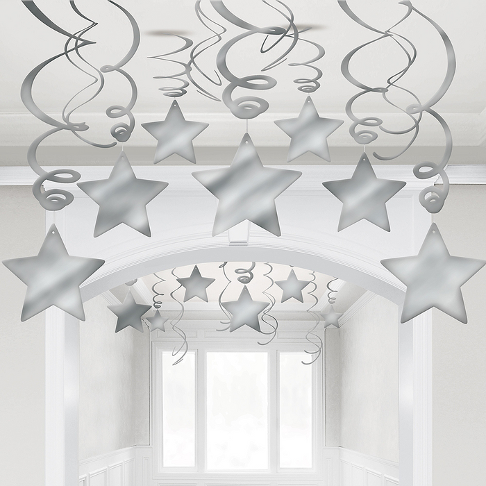 Silver Swirl Shooting Star Decorations | 30pcs