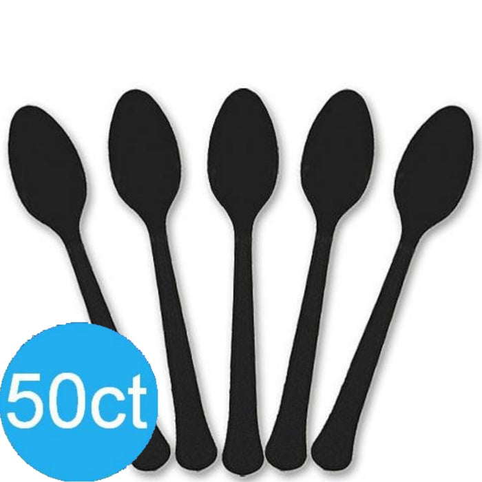 Black Heavy Duty Plastic Spoons | 50ct