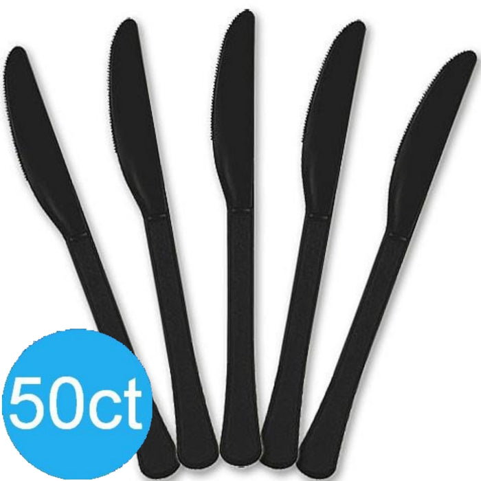 Black Heavy Duty Plastic Knives | 50ct
