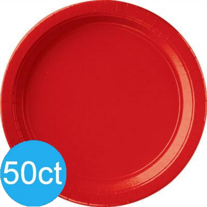 Apple Red Paper Dinner Plates 10" | 50ct