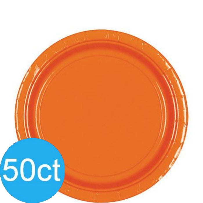 Amscan 8.5 in. Orange Peel Round Paper Plates