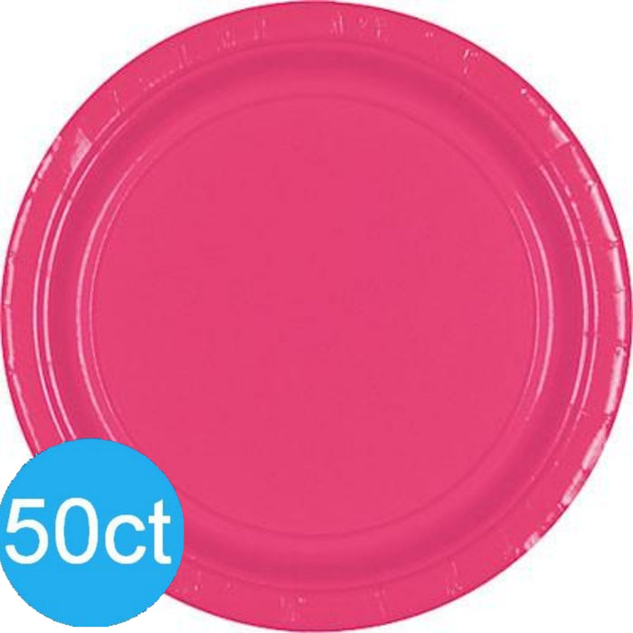 Bright Pink Dinner Paper Plates 10" | 50ct
