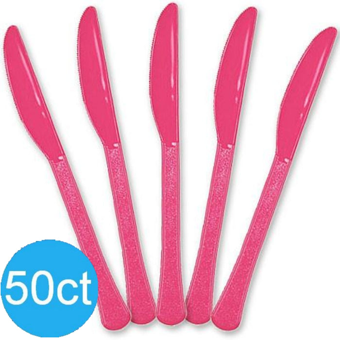 Bright Pink Heavy Duty Plastic Knives | 50ct