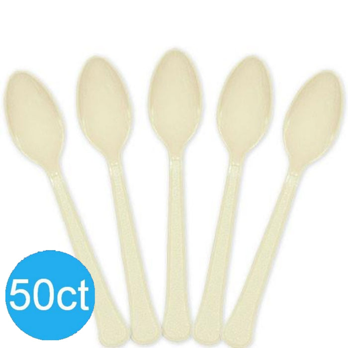 Vanilla Creme Heavy Duty Plastic Spoons | 50ct