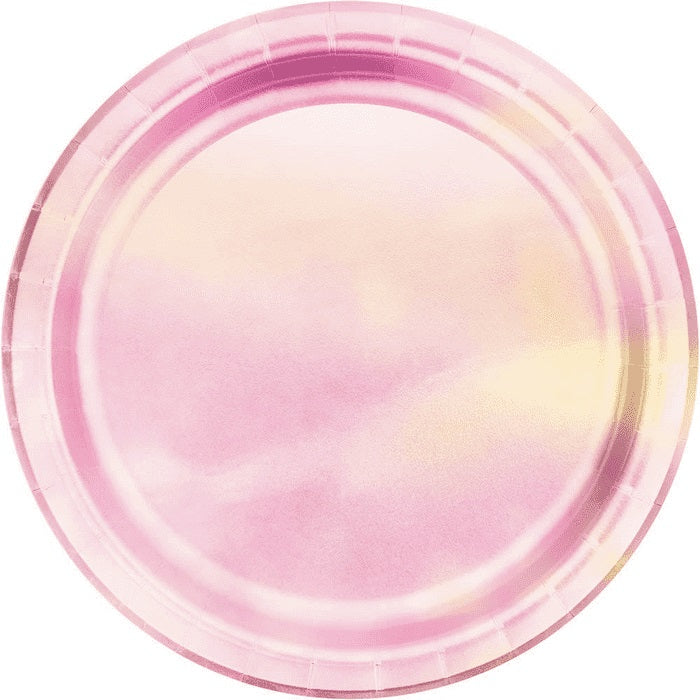 Pink Iridescent Lunch Plates 9" | 8ct