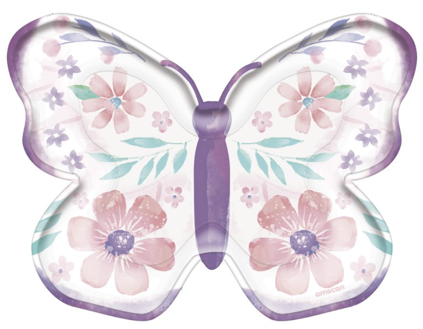 Flutter Butterfly Shaped Small Paper Plates | 8ct