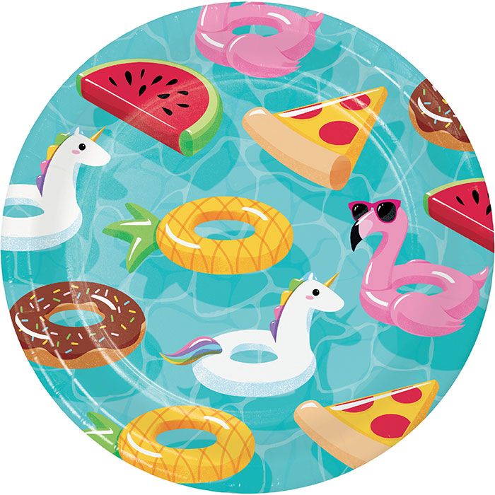 Pool Floats 9" Dinner Paper Plates 8pk | 1ct