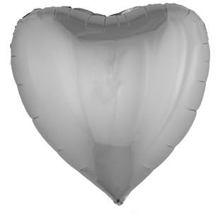 30-Inch Silver Heart SuperShape Mylar Balloon