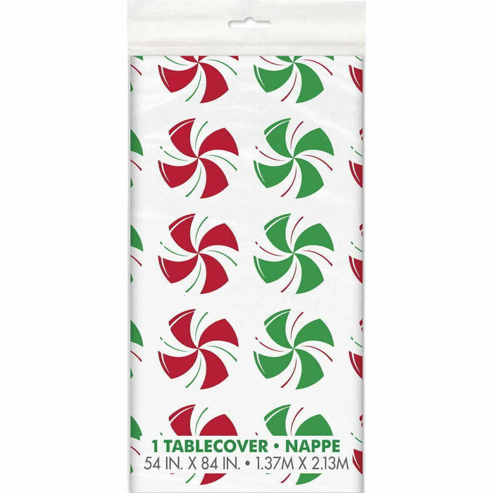 Christmas Peppermint Plastic Tablecover 54"x84" | 1ct