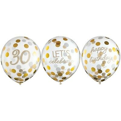 Milestone Latex Confetti 30th Golden Age Balloons | 6ct