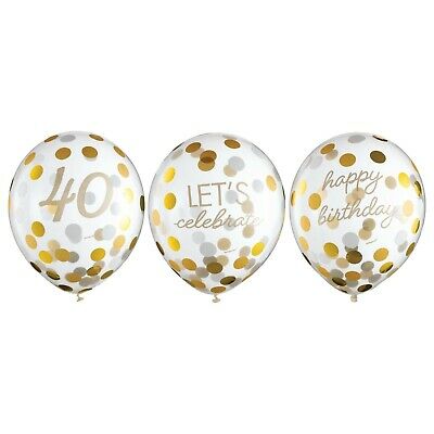 Milestone Latex Confetti 40th Golden Age Balloons 6pk | 1ct