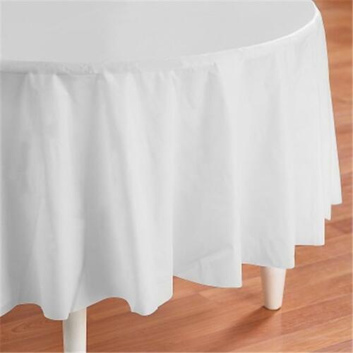 Round Plastic Table Cover, White 82" | 1 ct