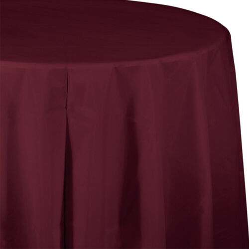 Burgandy Round Plastic Table Cover 82" | 1 ct