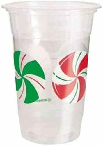Christmas Peppermint Plastic Cup 16oz | 8ct