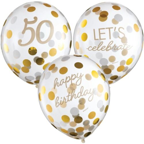 Golden Age Metallic 50th Birthday Confetti Balloons 12" | 6ct