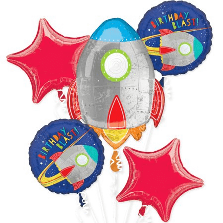 "Blast Off" Space Party Balloon Bouquet  | 5 ct