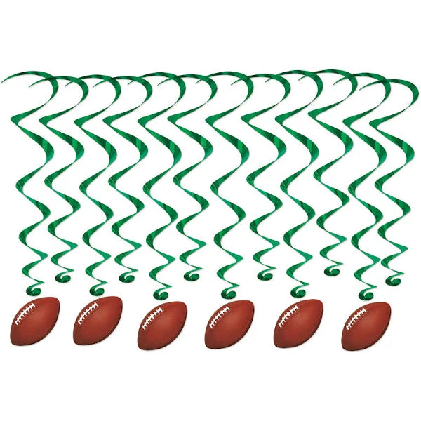 Football Hanging Swirl Decorations, 17.5"-32.5" | 12pc