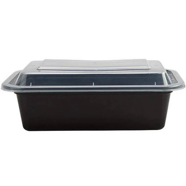 Rectangular Microwaveable Container Black 24 oz, | 5 ct