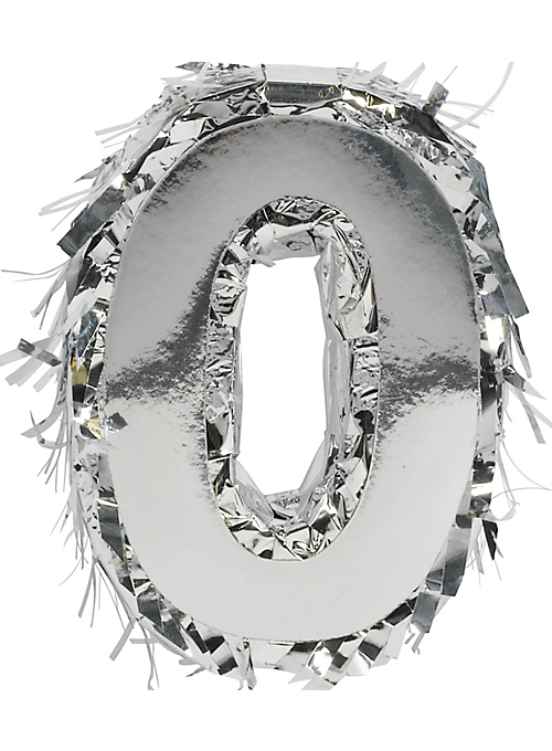 Metallic Silver Fringe Number 0 Mini Piñata | 1ct