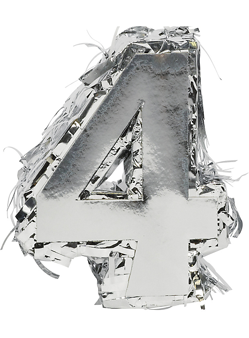 Metallic Silver Fringe Number 4 Mini Piñata | 1ct