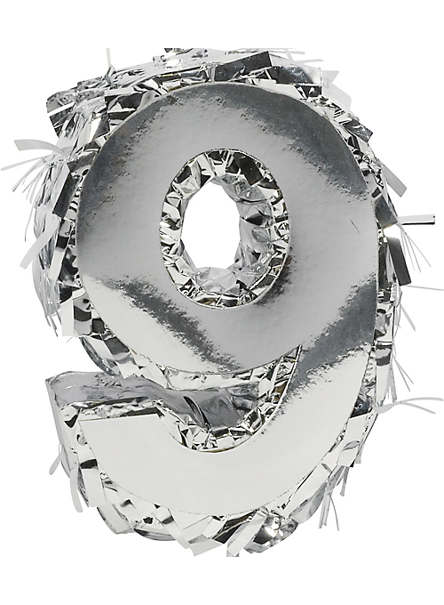 Metallic Silver Fringe Number 9 Mini Pinata | 1ct