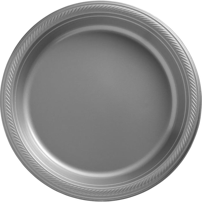 Silver Plastic Dinner Plates, 10.25'' | 50ct
