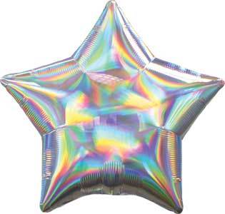 Silver Iridescent Star Balloon, 18'' | 1 ct