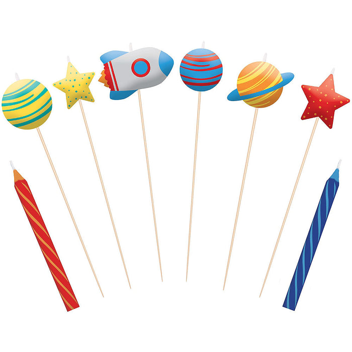 "Blast Off" Space Party Birthday Candles  | 8ct