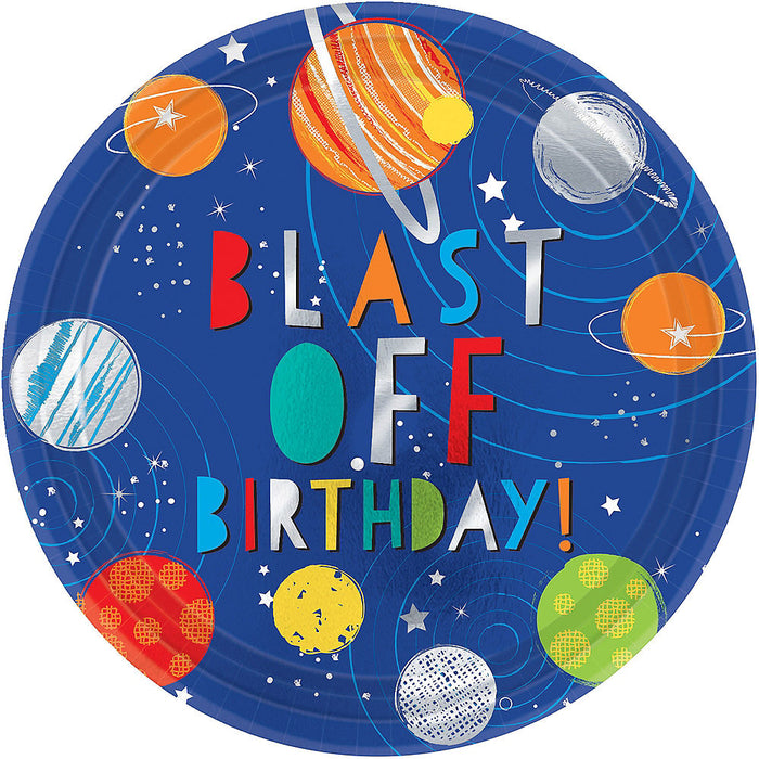 "Blast Off" Space Party Lunch Plates 10.5" | 8ct
