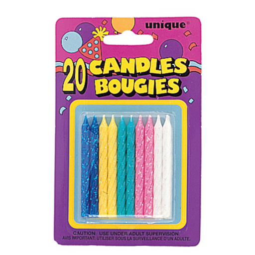 Bright Glitter Birthday Candles | 20ct