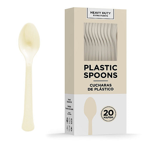 Vanilla Creme Heavy Duty Plastic Spoons | 20ct
