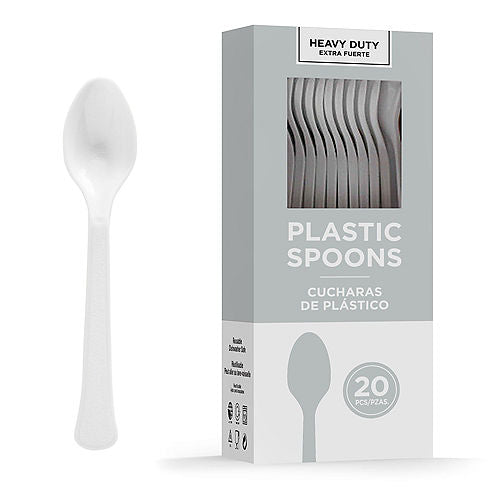 Silver Heavy Duty Plastic Spoons | 20ct