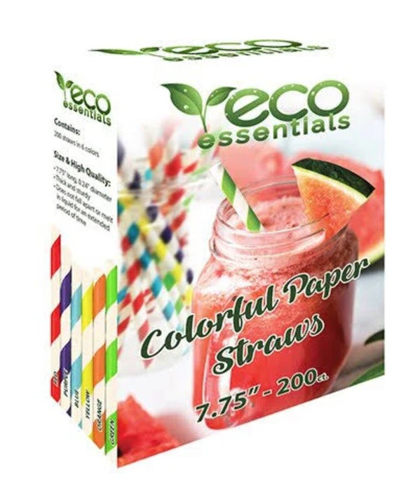 Eco Essentials Colorful Paper Straws 7.75" | 200ct