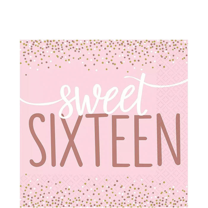 Sweet 16 Pink Lunch Napkins | 16ct