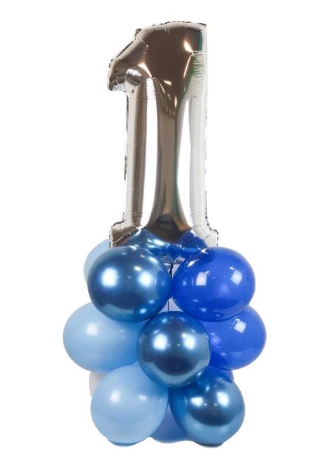 Jumbo Silver Number Blue Bouquet